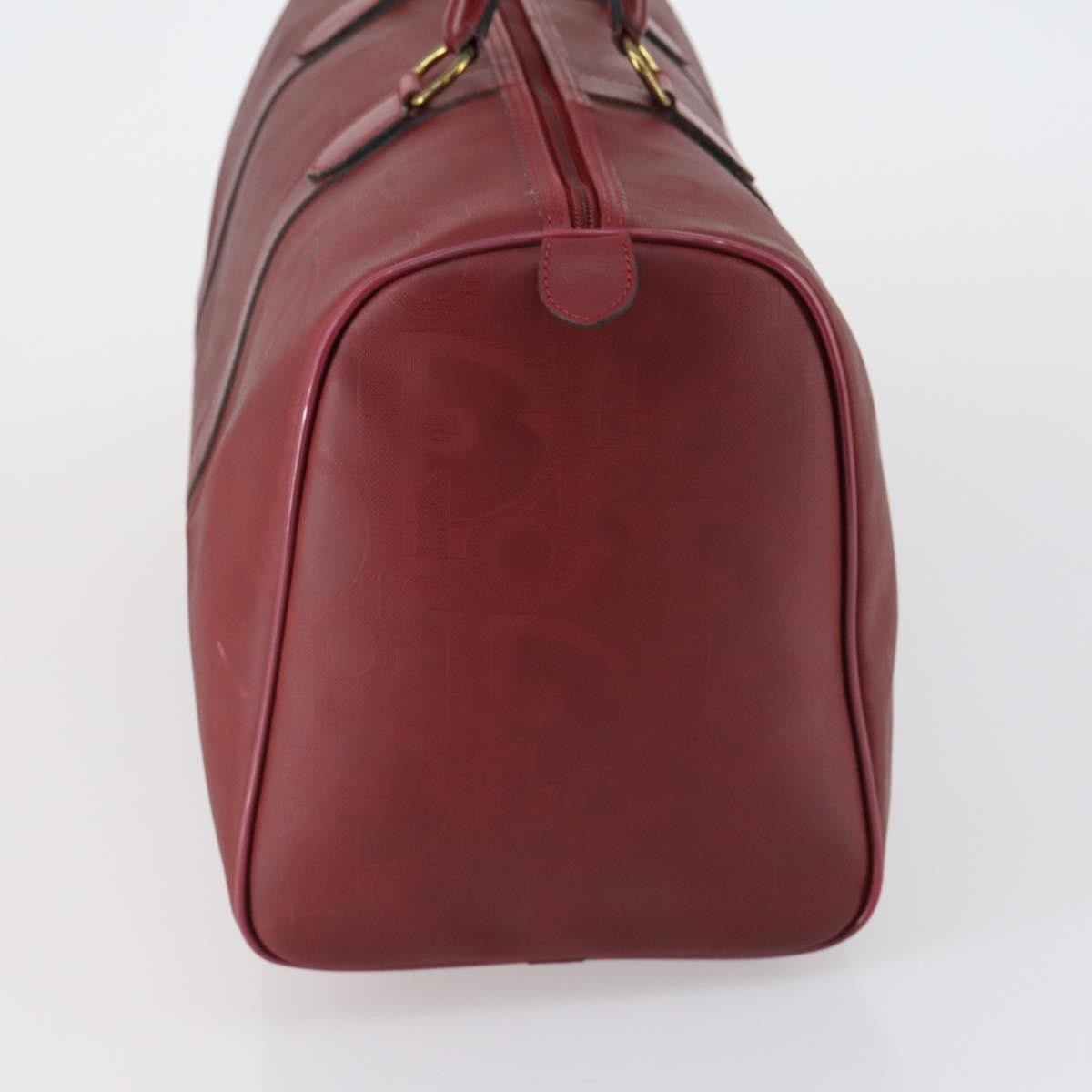 Christian Dior Vintage Trotter Duffle Bag Diorissimo Canvas Red Pvc Travel Bag Bag (Pre-Owned)