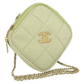 Chanel Diamond Chain Crossbody Bag Quilted Lambskin Green Leather Shoulder Bag Bag