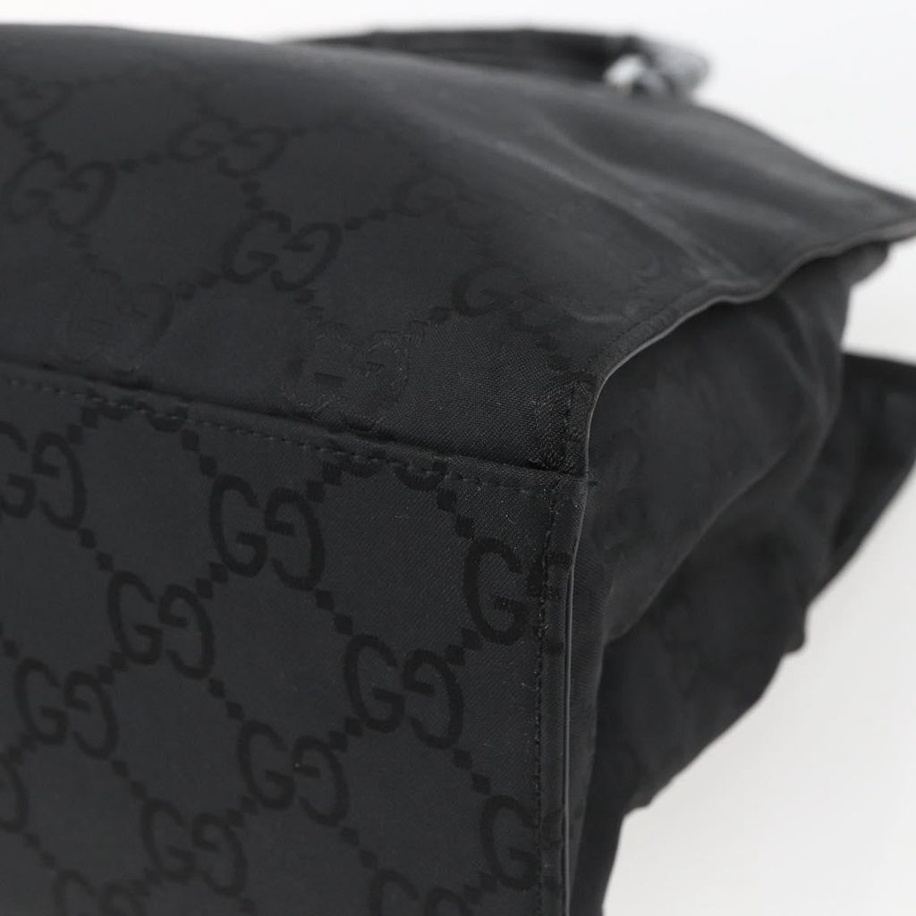 Gucci Vintage Bamboo Handle Tote Gg Nylon Black Nylon Tote Bag Bag (Pre-Owned)