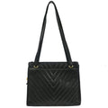 Chanel Vintage Zip Shoulder Bag Chevron Caviar Black Leather Shoulder Bag Bag