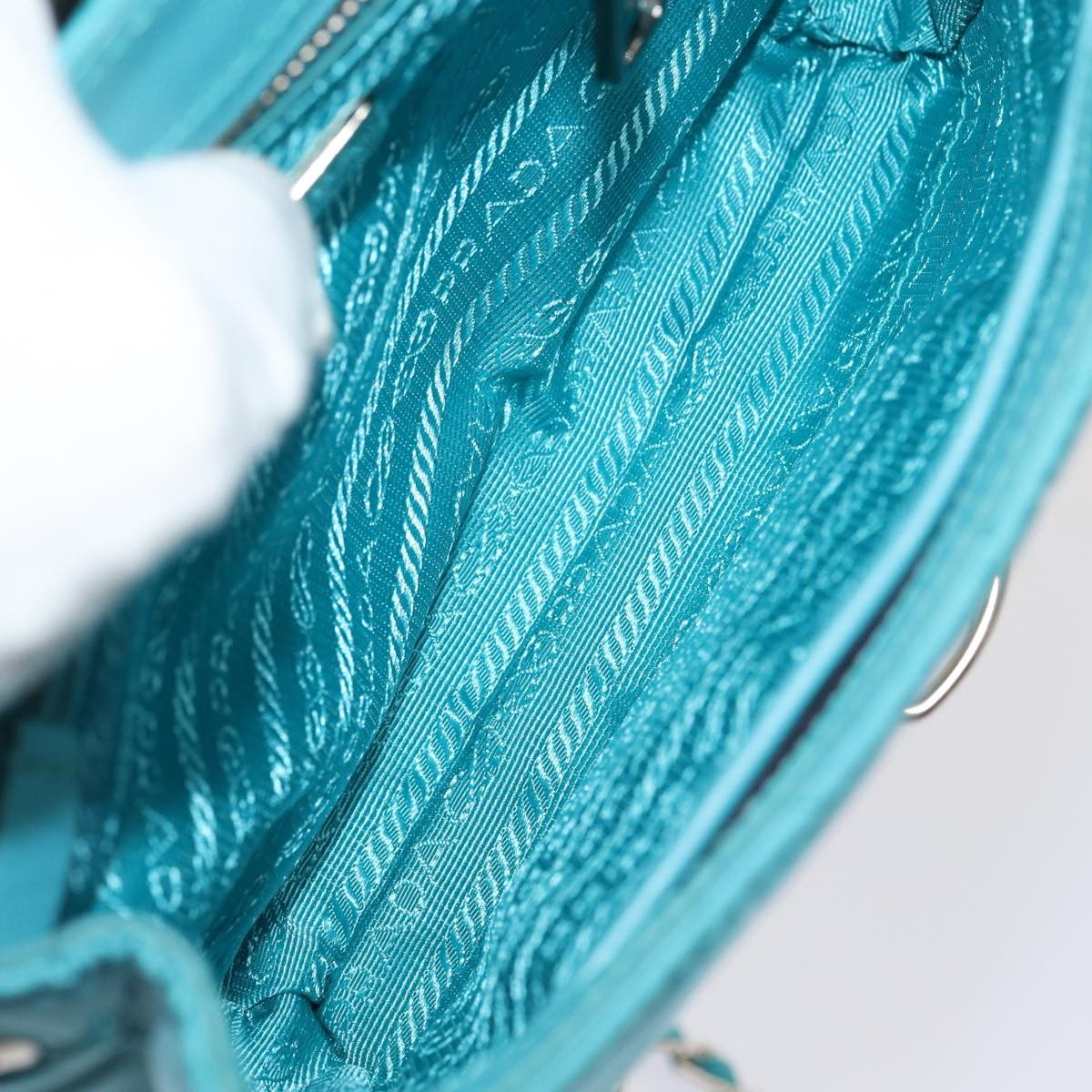 Prada Pushlock Chain Flap Bag Quilted Tessuto Turquoise Nylon Shoulder Bag Bag