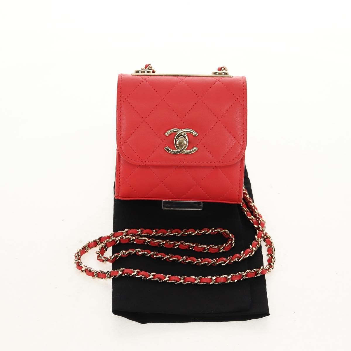 Chanel Trendy Cc Clutch With Chain Quilted Lambskin Red Leather Clutche & Pouche Bag
