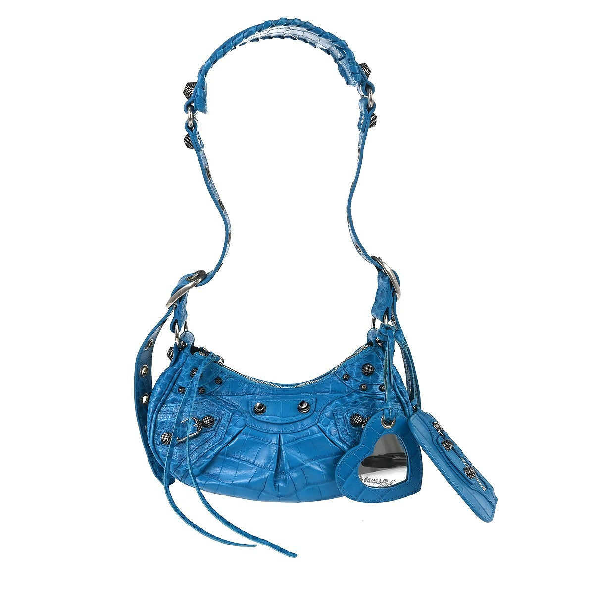 Balenciaga Le Cagole Giant Studs Shoulder Bag Leather Blue Leather Shoulder Bag
