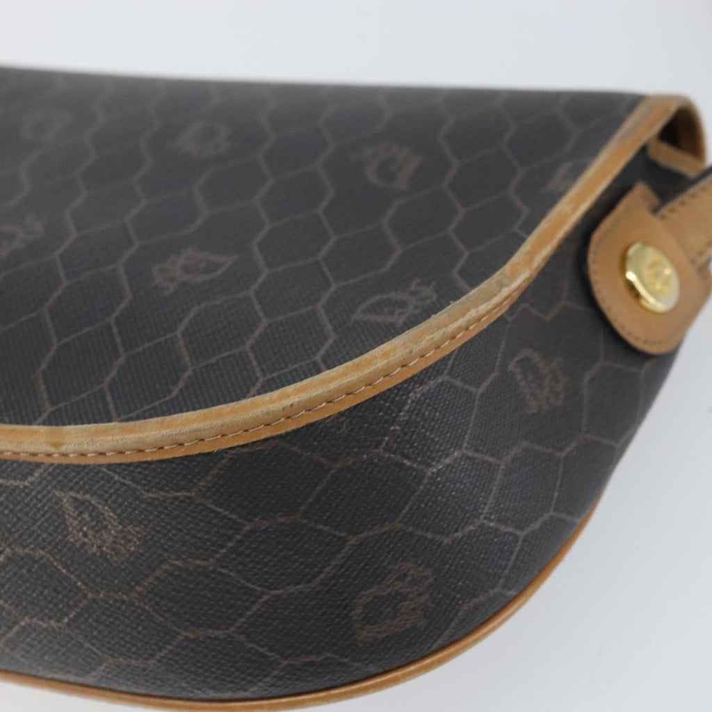Christian Dior Vintage Honeycomb Shoulder Bag Canvas And Leather Black Canvas Shoulder Bag Bag (Pre-Owned)