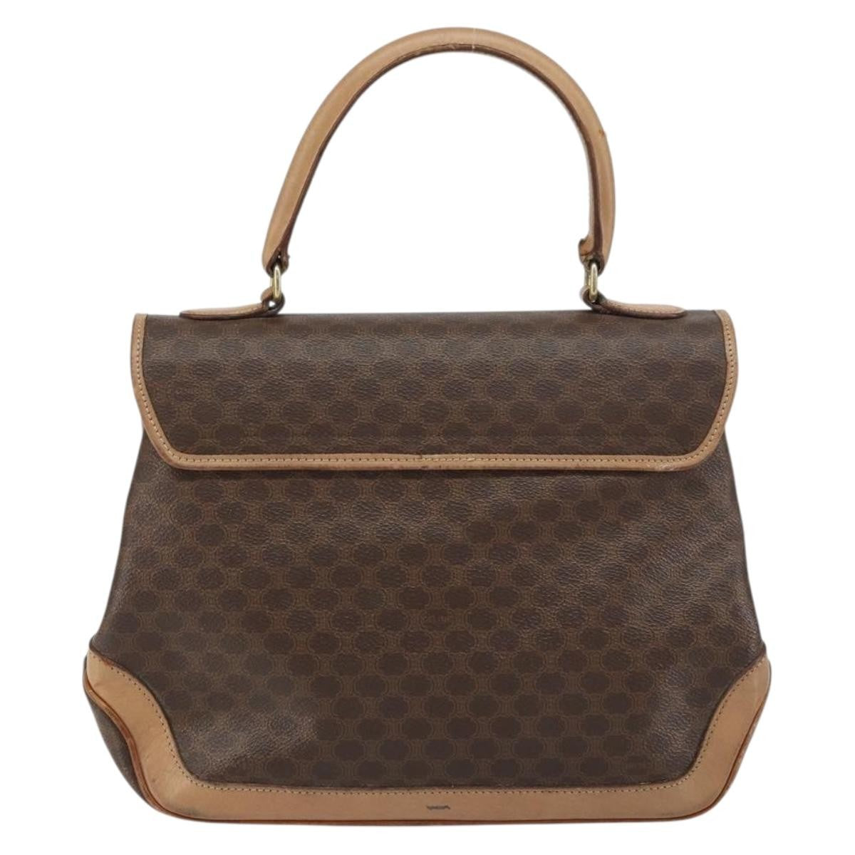 Celine Vintage Macadam Handbag Canvas Brown Pvc Handbag