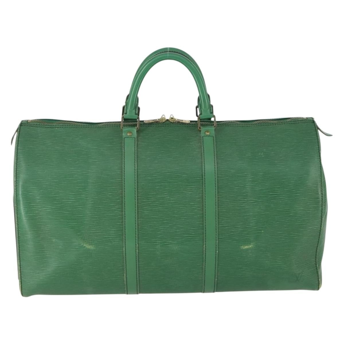 Louis Vuitton Keepall Bag Epi Leather Green Leather Travel Bag