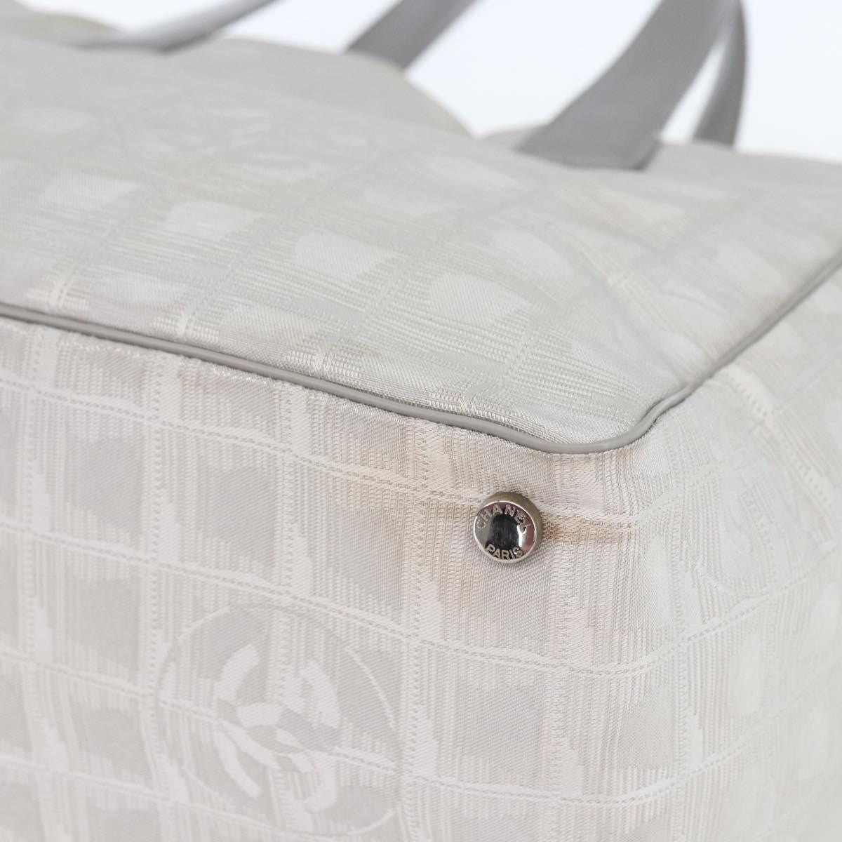 Chanel Travel Line Tote Nylon Silver Nylon Tote Bag Bag