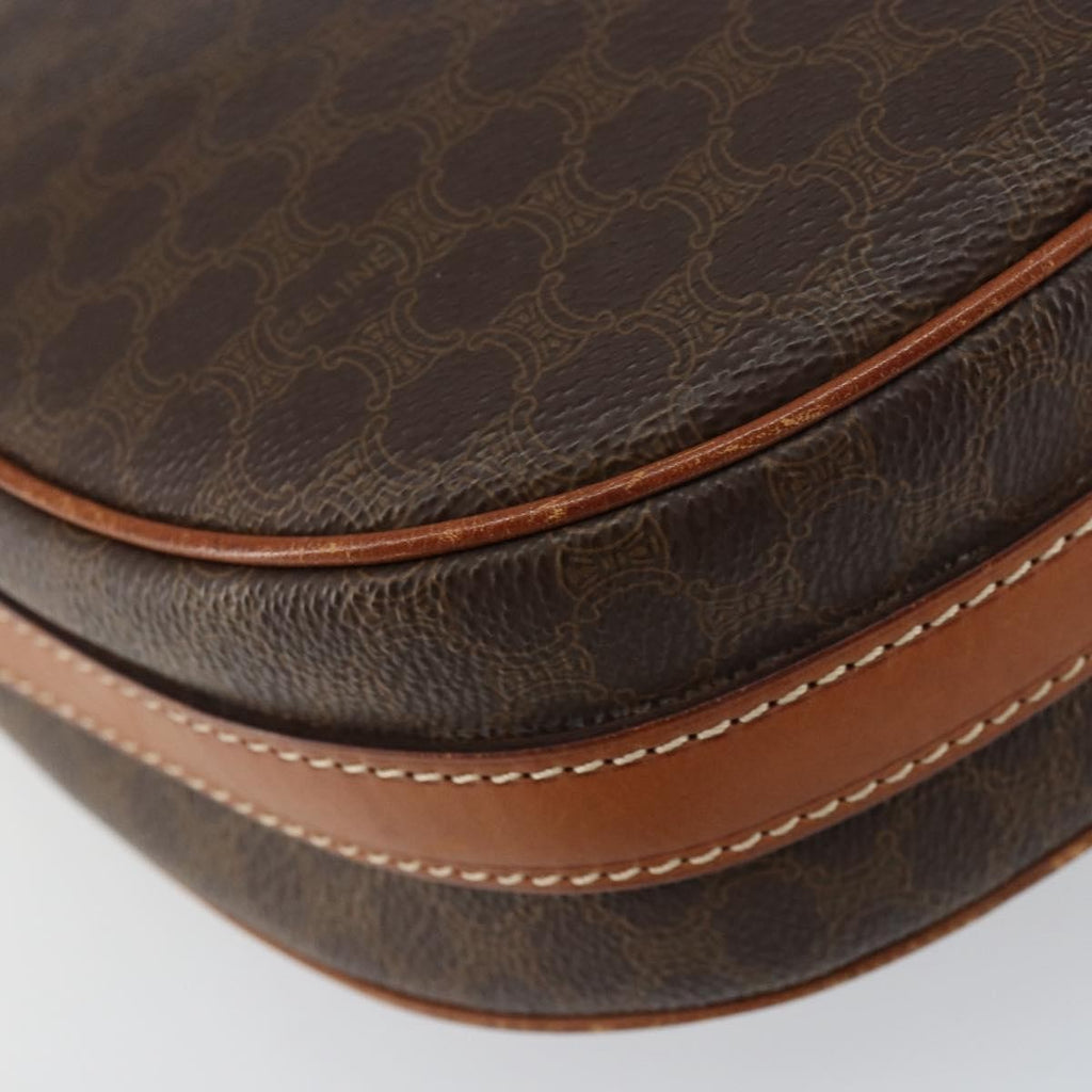 Celine Vintage Macadam Shoulder Bag Canvas And Leather Brown Canvas Shoulder Bag Bag