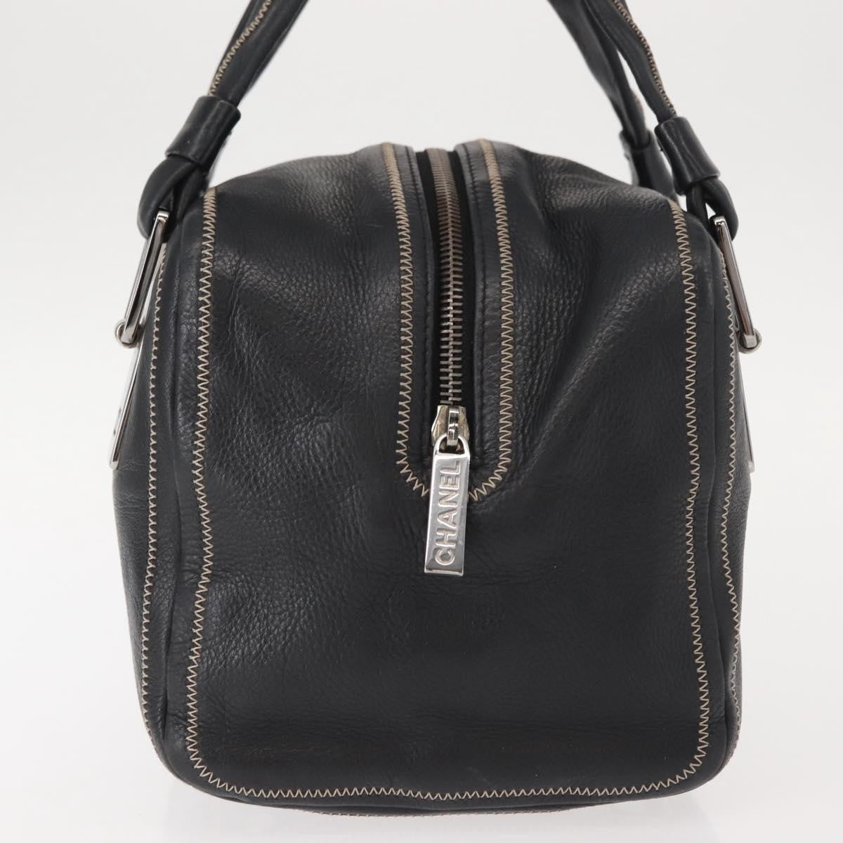 Chanel Cc Bowler Quilted Caviar Black Leather Handbag