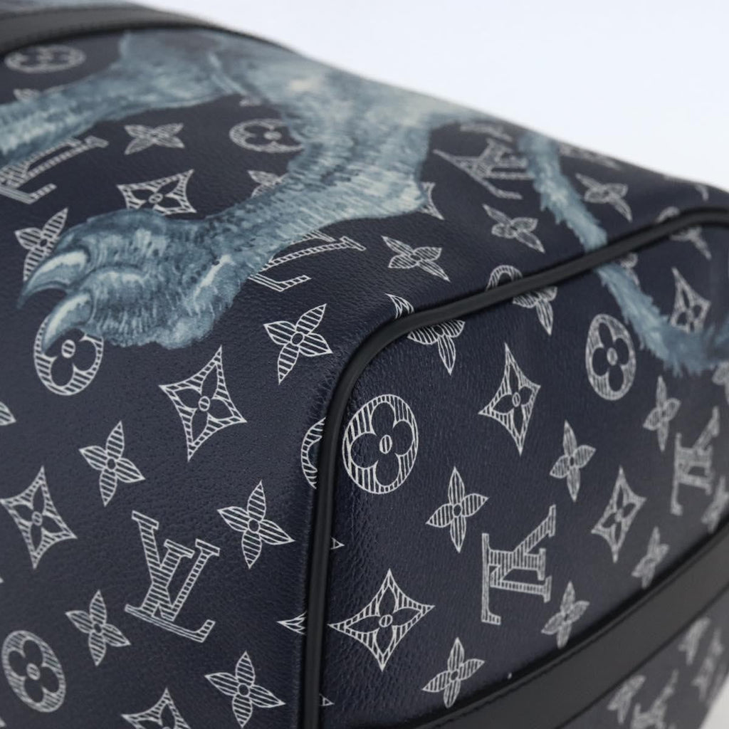 Louis Vuitton Keepall Bandouliere Bag Limited Edition Chapman Savane Monogram Canvas Navy Canvas Travel Bag