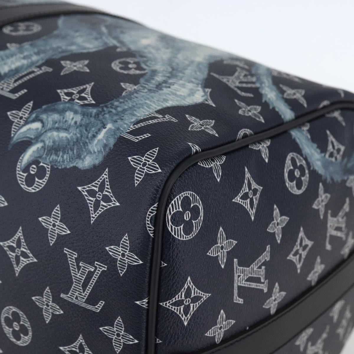 Louis Vuitton Keepall Bandouliere Bag Limited Edition Chapman Savane Monogram Canvas Navy Canvas Travel Bag