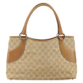 Gucci Vintage Ring Tote Gg Canvas With Leather Beige Canvas Tote Bag Bag (Pre-Owned)