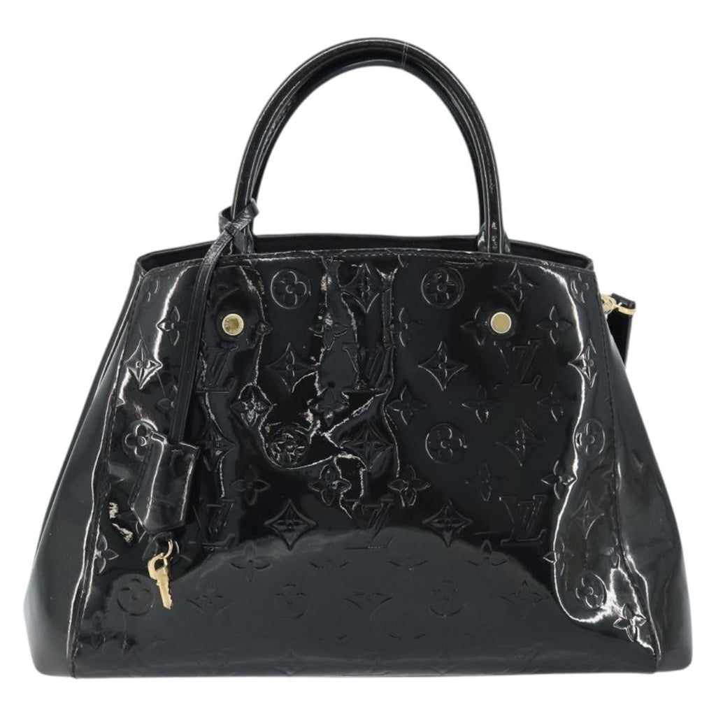 Louis Vuitton Montaigne Handbag Monogram Vernis Black Patent_Leather Handbag