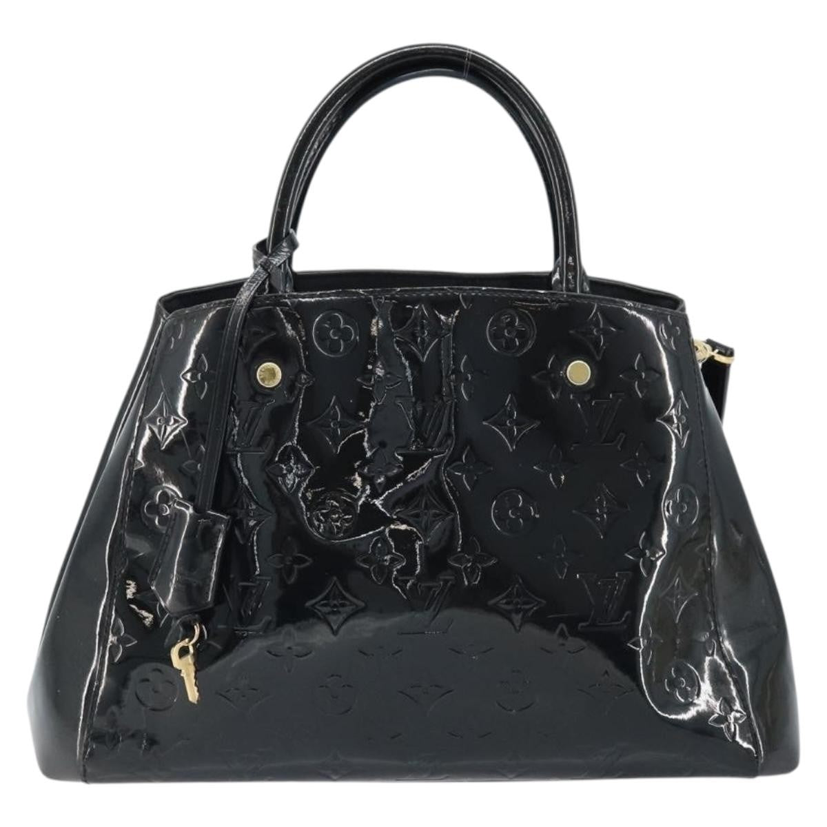 Louis Vuitton Montaigne Handbag Monogram Vernis Black Patent_Leather Handbag