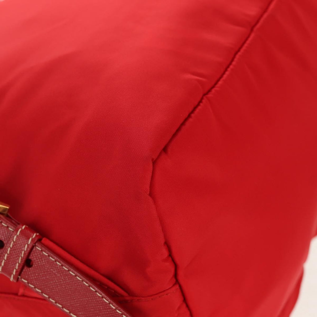 Prada Vela Double Front Pocket Backpack Tessuto With Saffiano Leather Red Nylon Backpack Bag