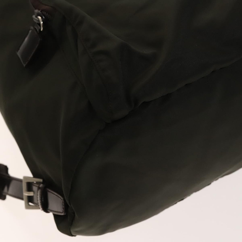Prada Front Pocket Buckle Backpack Nylon Khaki Nylon Backpack Bag