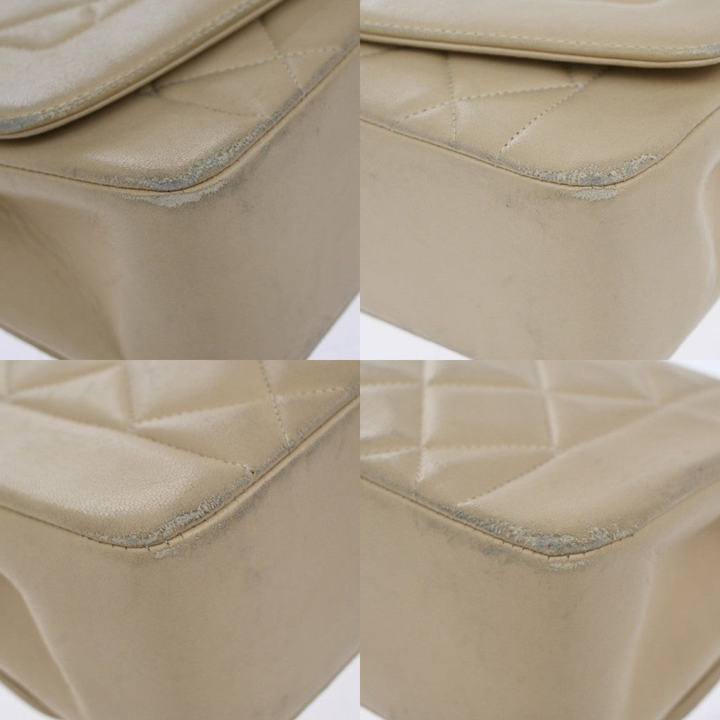 Chanel Diana Flap Bag Quilted Lambskin Beige Leather Shoulder Bag Bag