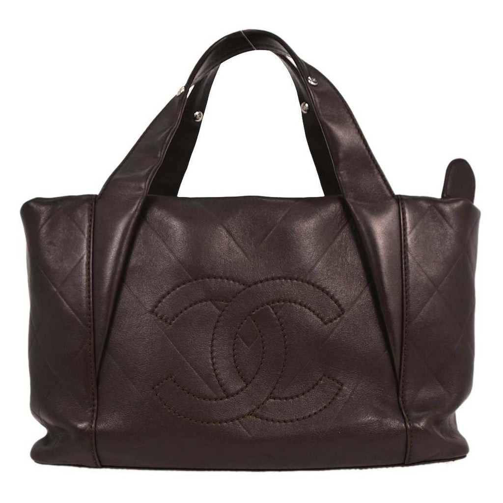 Chanel All Day Long Tote Chevron Leather Brown Leather Tote Bag Bag