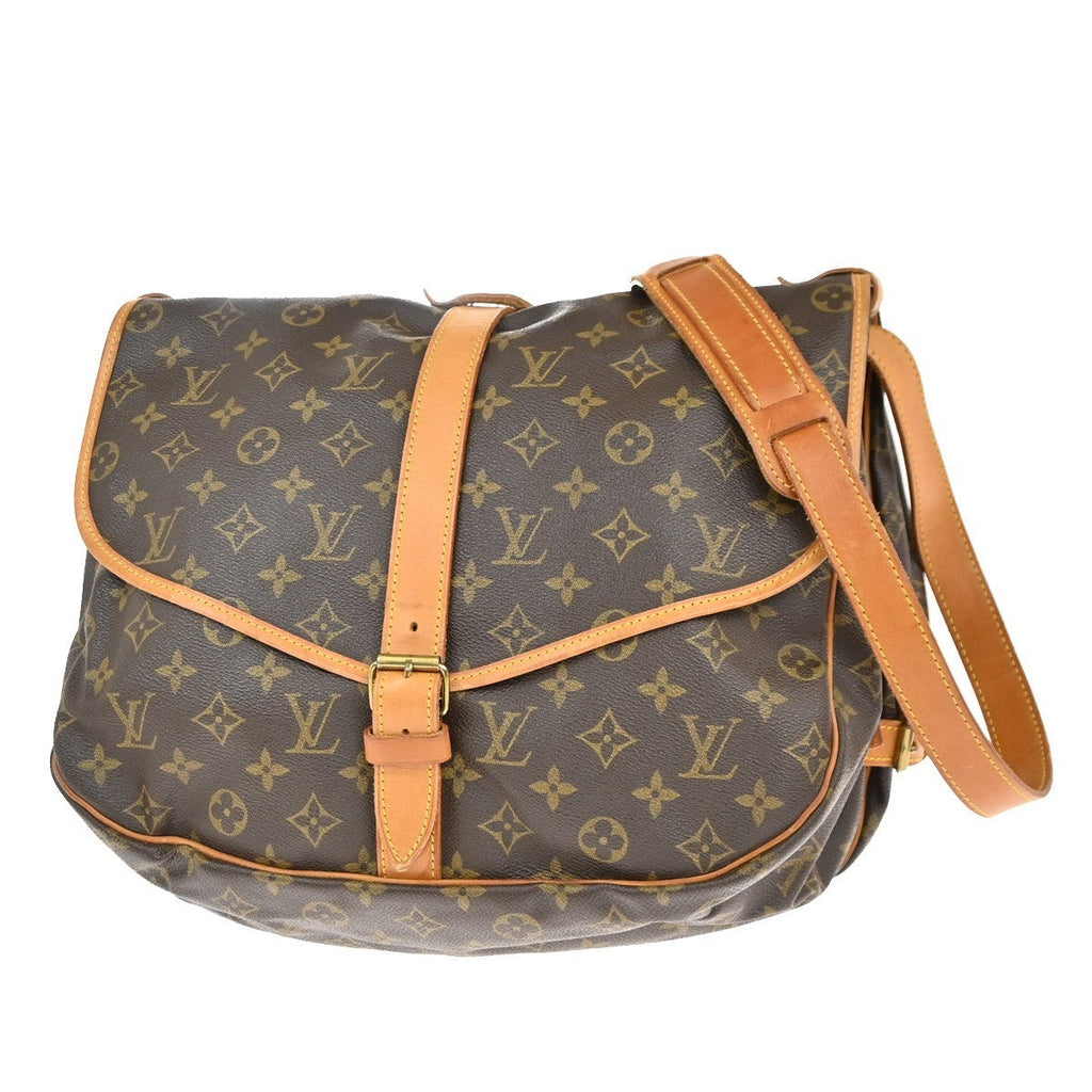 Louis Vuitton Saumur Handbag Monogram Canvas Brown Canvas Shoulder Bag