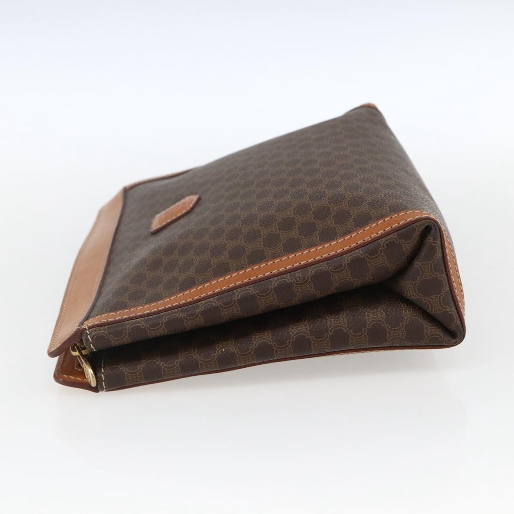 Celine Macadam Pochette Canvas Brown Pvc Clutche & Pouche Bag