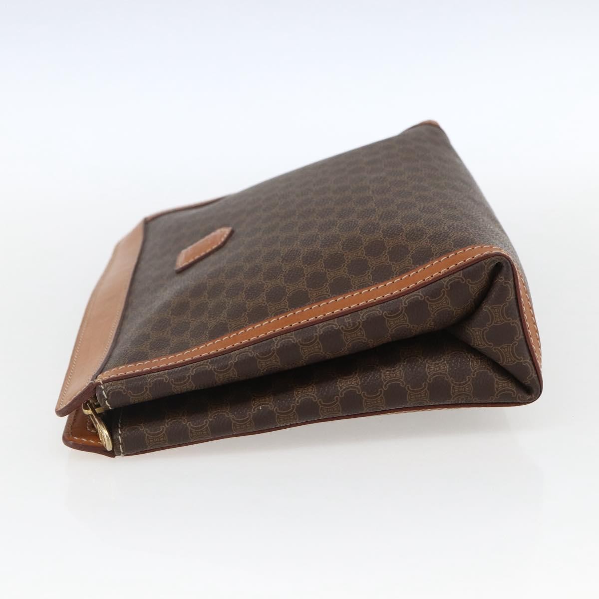 Celine Macadam Pochette Canvas Brown Pvc Clutche & Pouche Bag