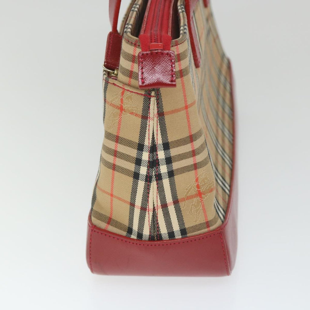 Burberry Nova Check Handbag Leather And Nylon Beige Nylon Handbag