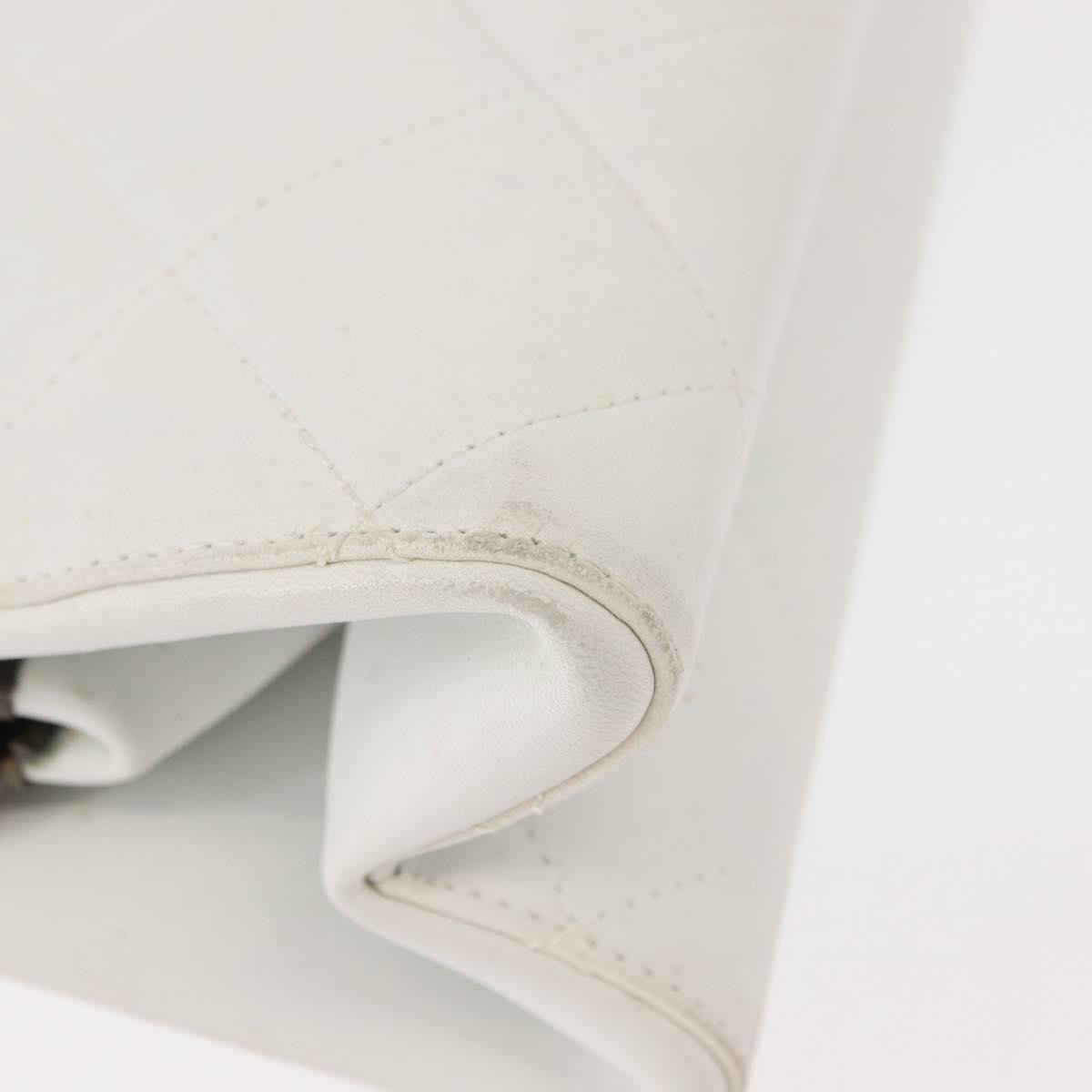 Chanel Wooden Frame Striped Shoulder Bag Leather White Leather Shoulder Bag Bag