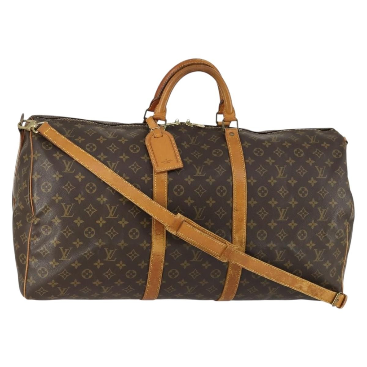 Louis Vuitton Keepall Bandouliere Bag Monogram Canvas Brown Canvas Travel Bag