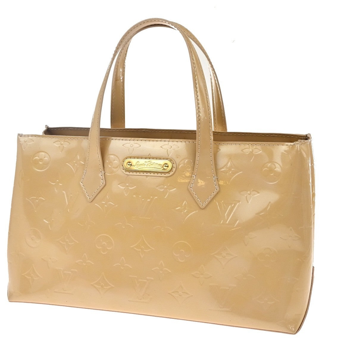 Louis Vuitton Wilshire Handbag Monogram Vernis Beige Patent_Leather Handbag