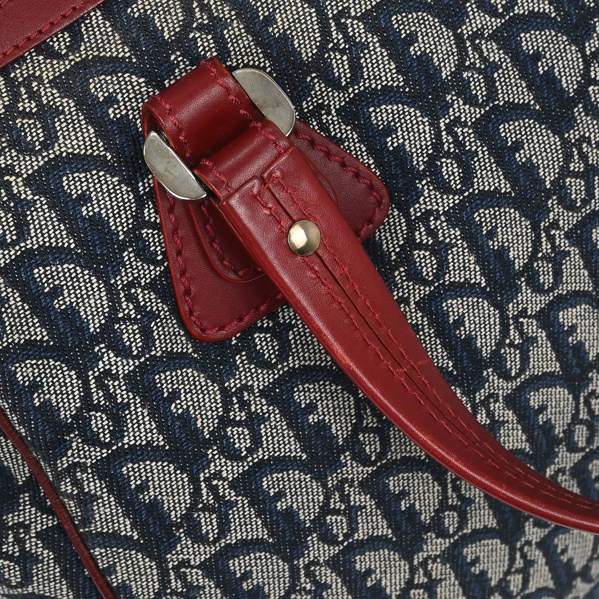 Christian Dior Vintage Trotter Zip Tote Diorissimo Canvas Navy Canvas Tote Bag Bag (Pre-Owned)