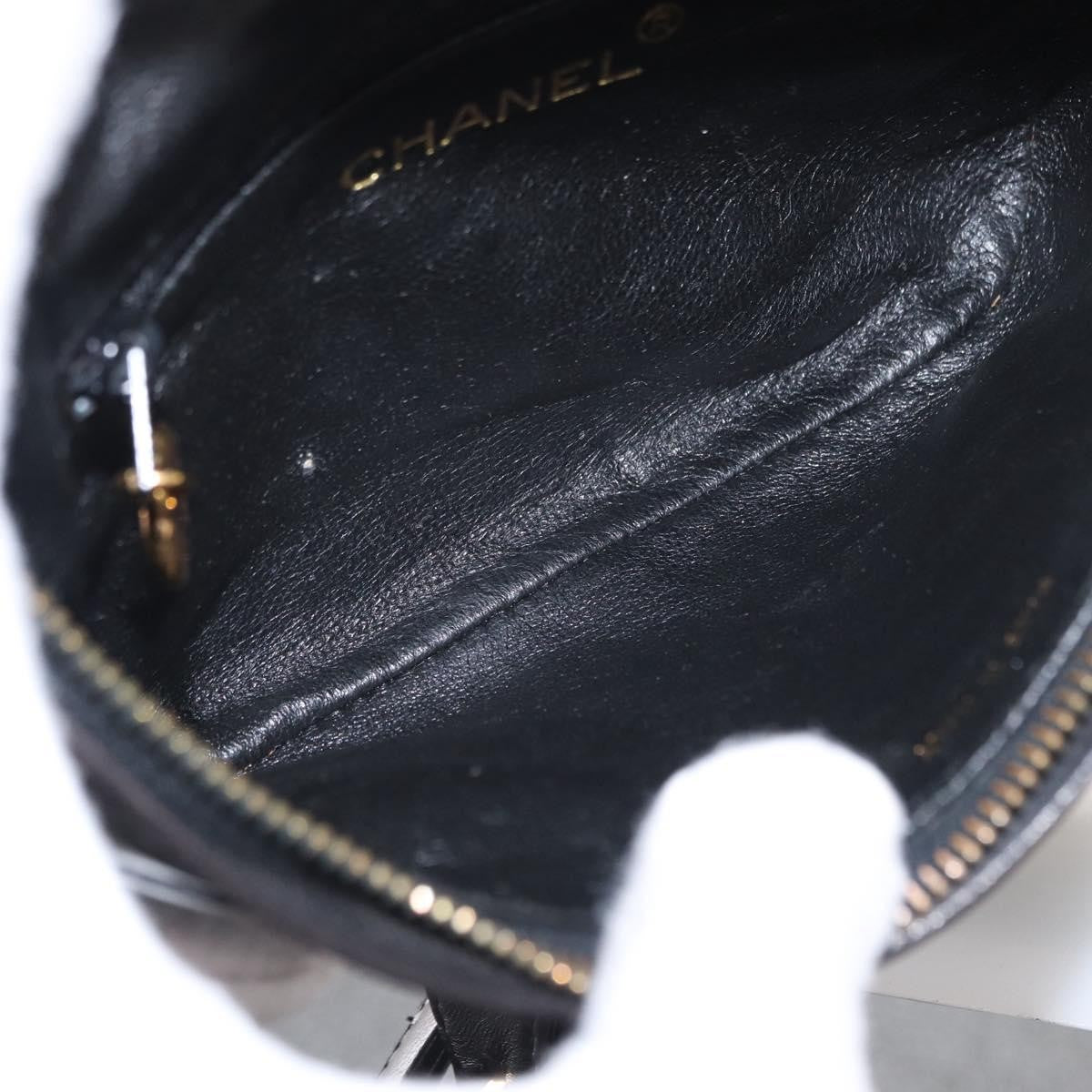 Chanel Vintage Zip Belt Bag Quilted Lambskin Black Patent_Leather Clutche & Pouche Bag