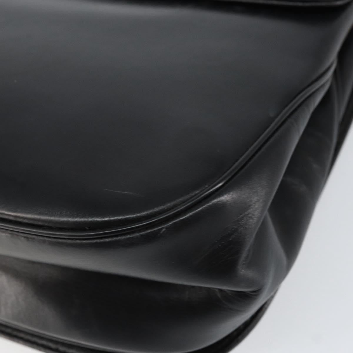 Christian Dior Vintage Chain Flap Shoulder Bag Leather Black Leather Shoulder Bag Bag (Pre-Owned)