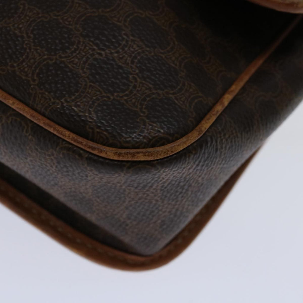 Celine Circle Logo Shoulder Bag Canvas Brown Pvc Shoulder Bag Bag