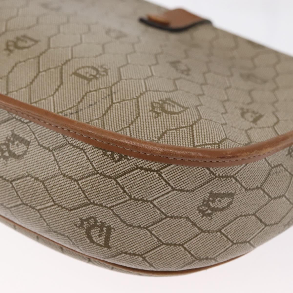 Christian Dior Vintage Honeycomb Shoulder Bag Canvas And Leather Beige Canvas Shoulder Bag Bag (Pre-Owned)
