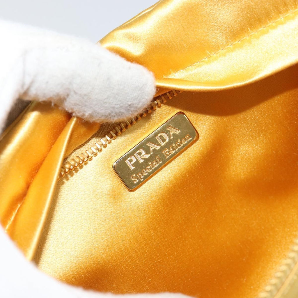 Prada Clutch Satin Gold Satin Clutche & Pouche Bag