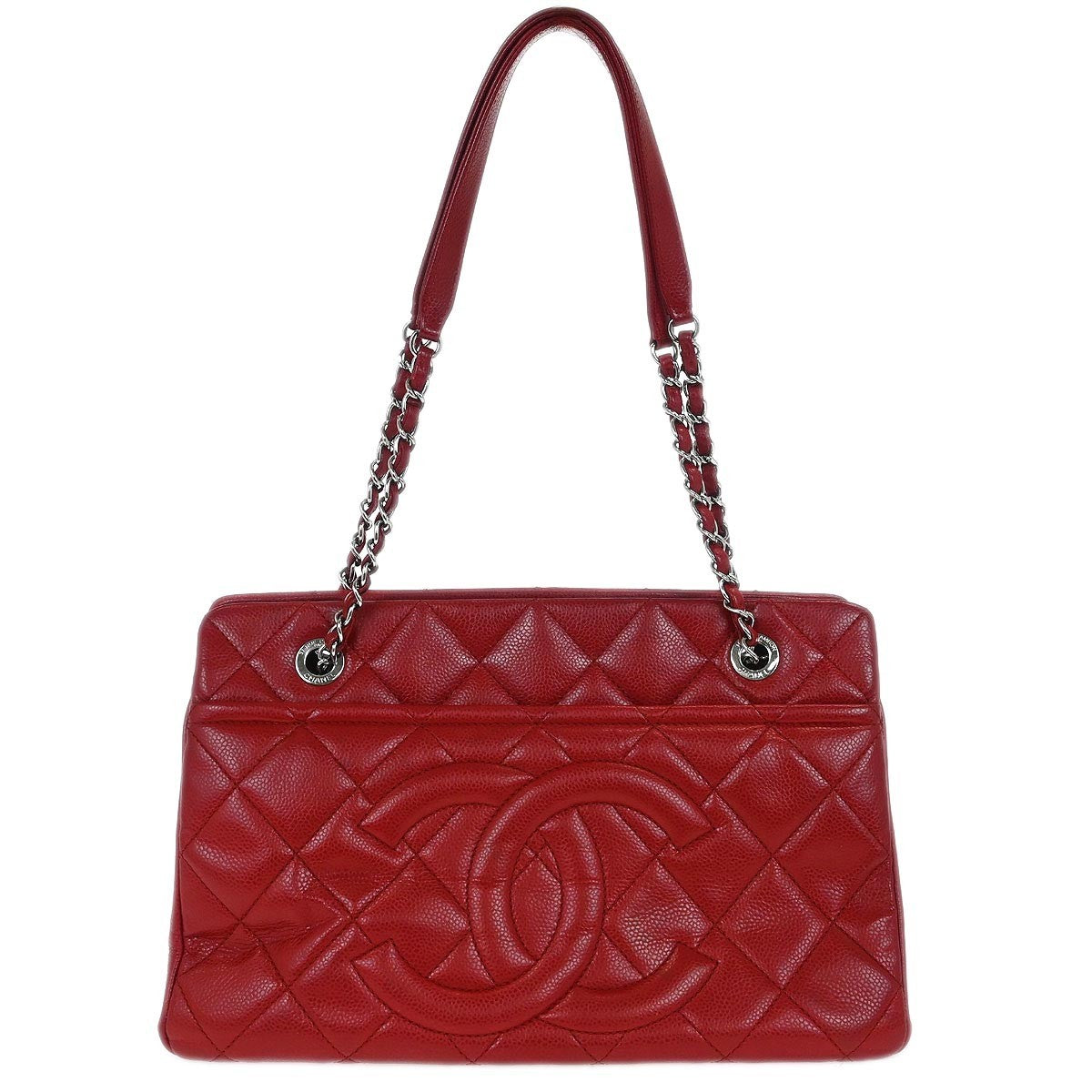 Chanel Timeless Cc Soft Tote Quilted Caviar Red Leather Tote Bag Bag