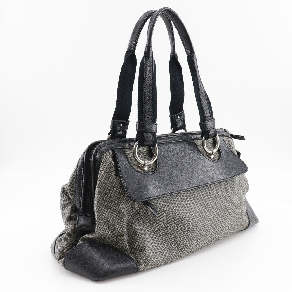 Bottega Veneta Vintage Handbag Leather Gray Canvas Handbag
