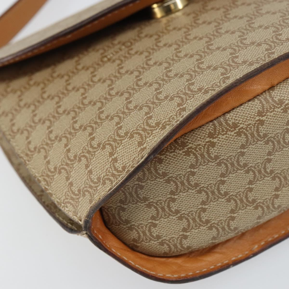 Celine Vintage Macadam Shoulder Bag Canvas Beige Canvas Shoulder Bag Bag