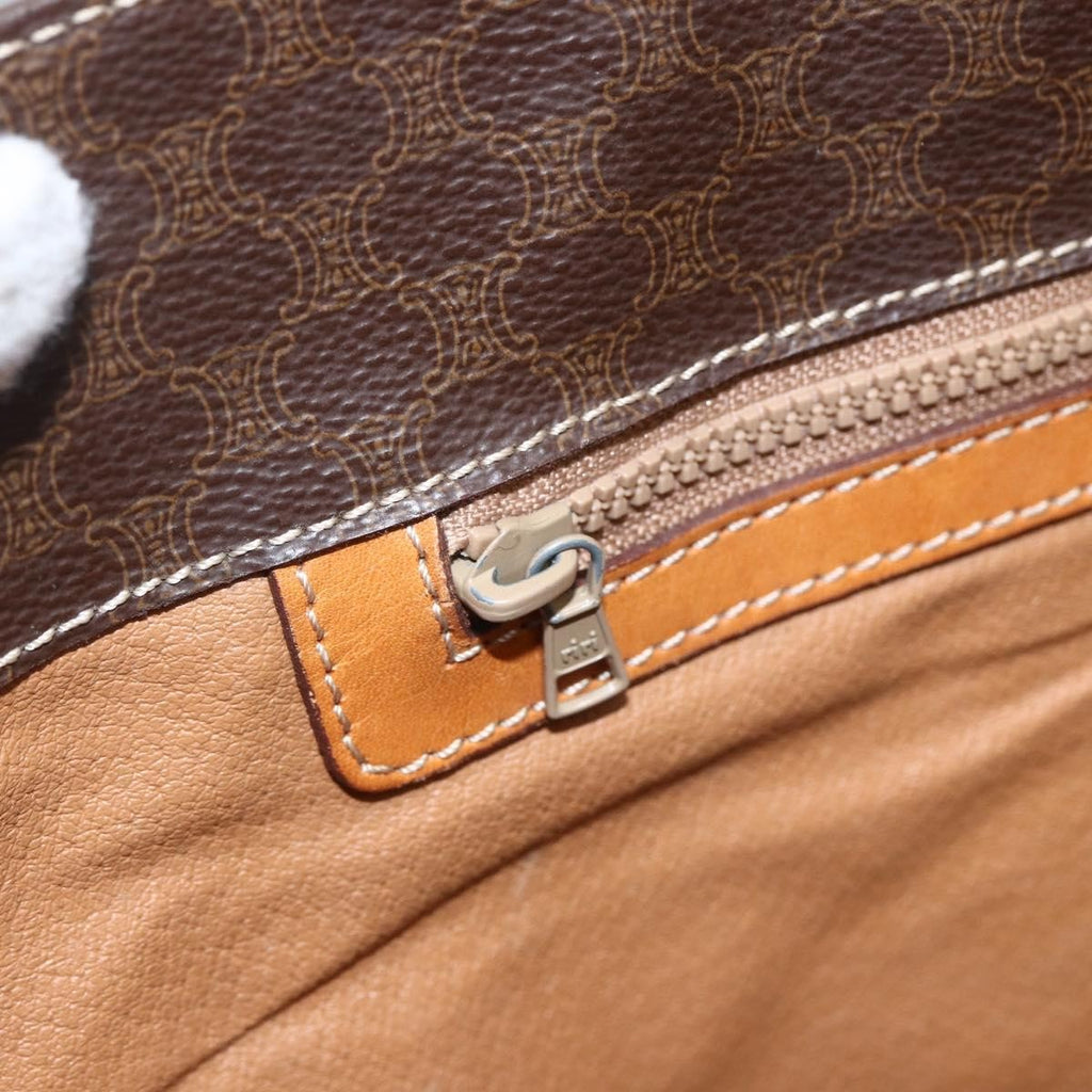 Celine Vintage Macadam Tote Bag Canvas Brown Canvas Tote Bag Bag