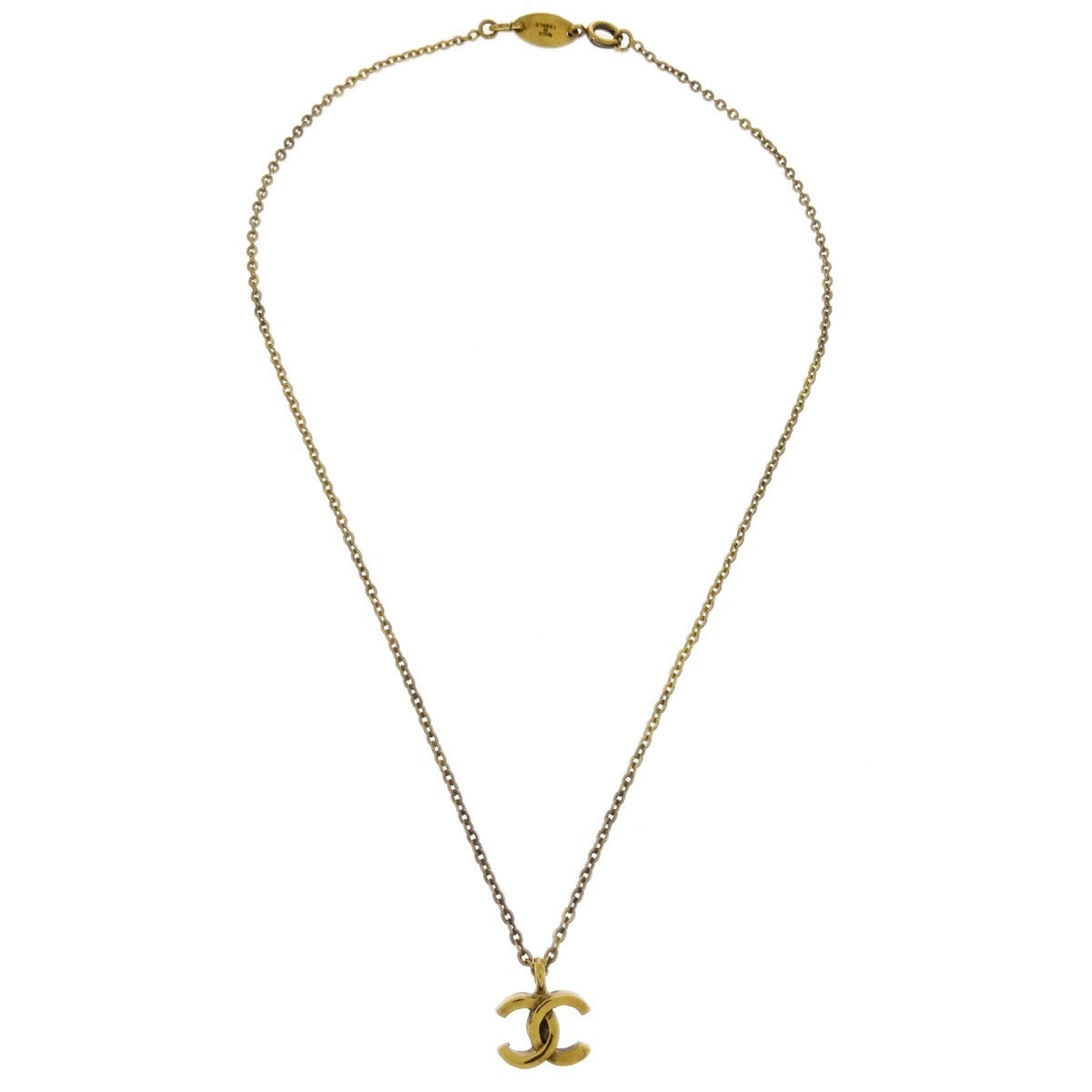 Chanel Cc Pendant Necklace Metal Gold Gold_Plated Necklace Jewelry