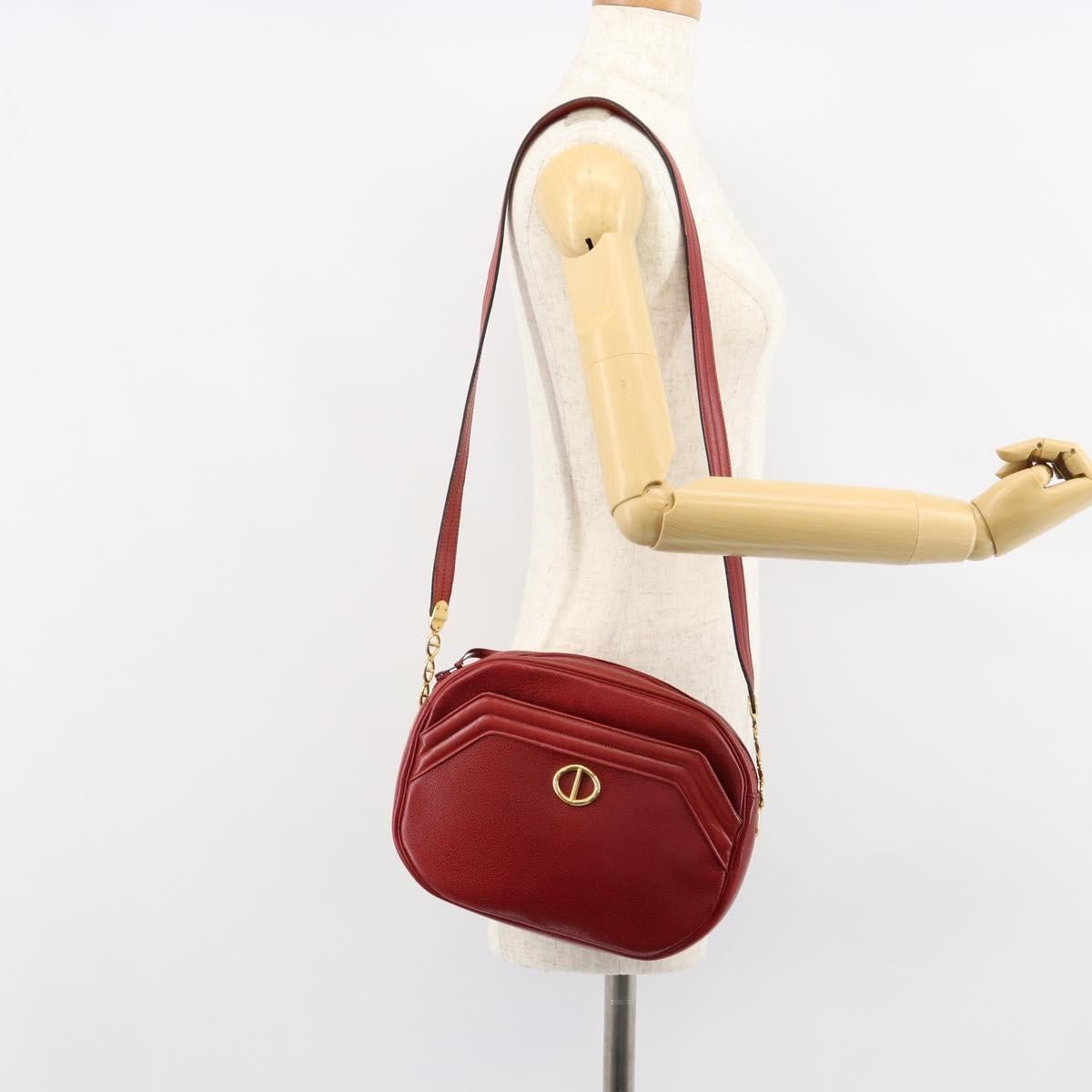 Christian Dior Vintage Shoulder Bag Leather Red Leather Shoulder Bag Bag (Pre-Owned)