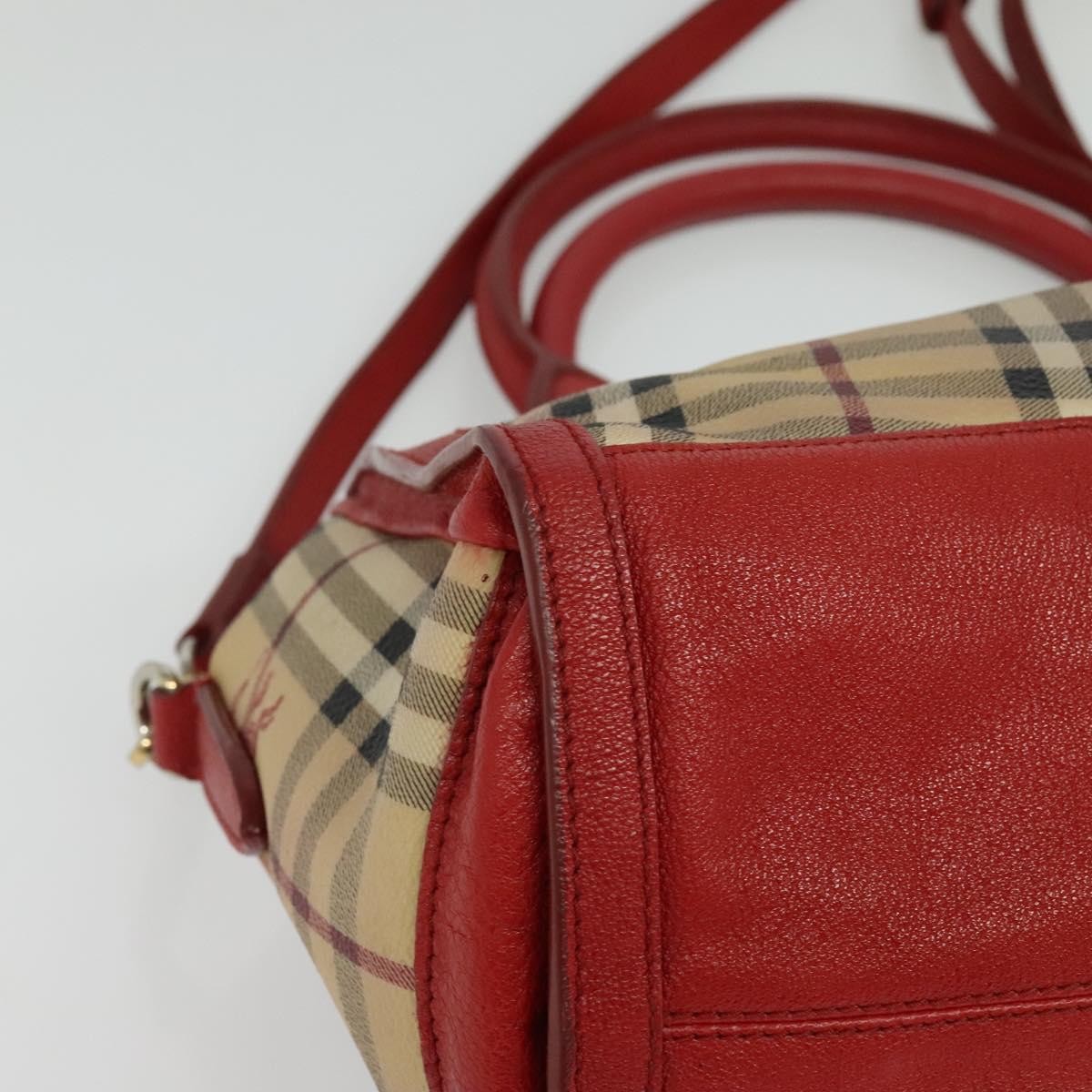 Burberry Pilgrim Satchel Haymarket Coated Canvas Beige Canvas Handbag