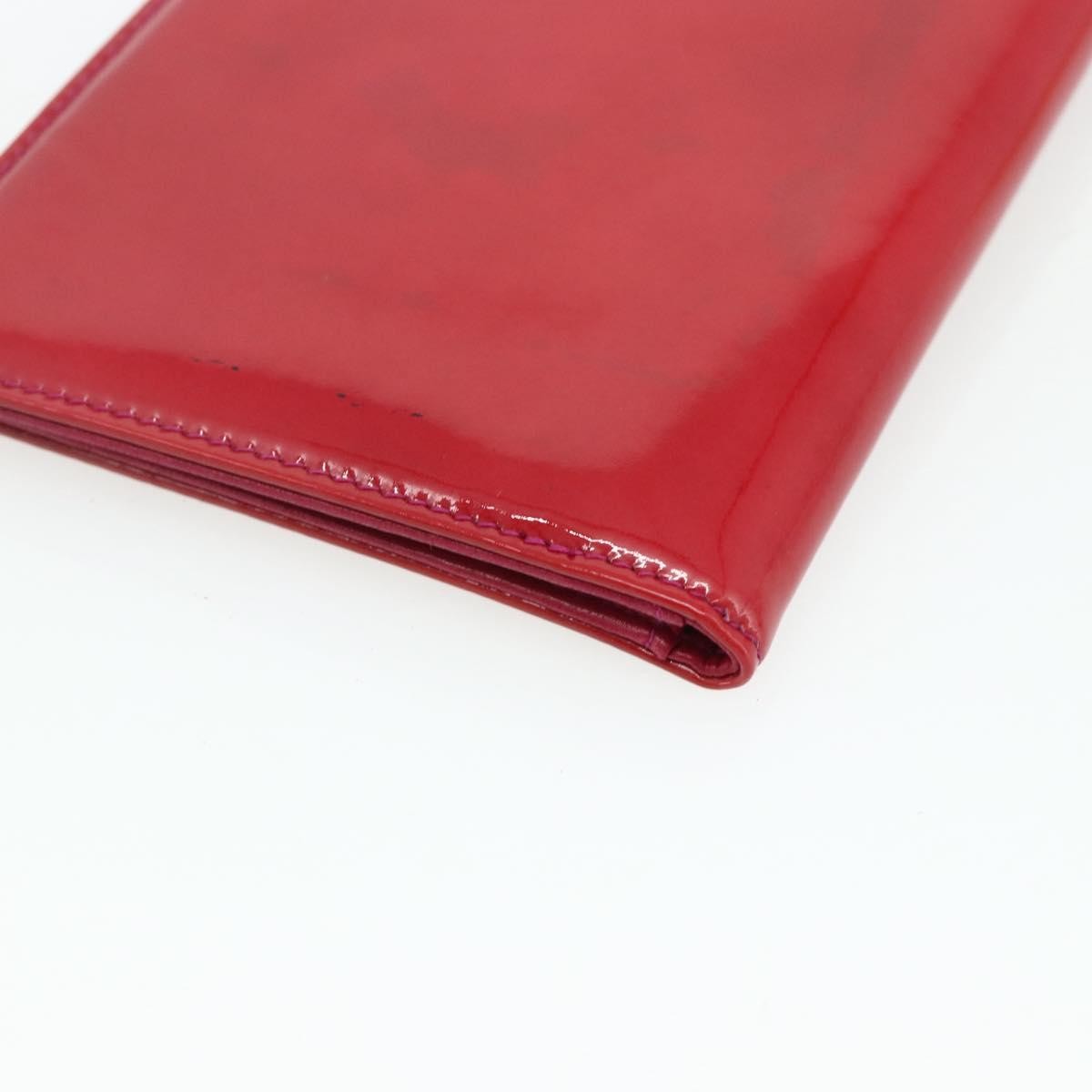 Chanel Vintage Cc Bifold Card Holder Patent Leather Red Patent_Leather Card Holders Accessory