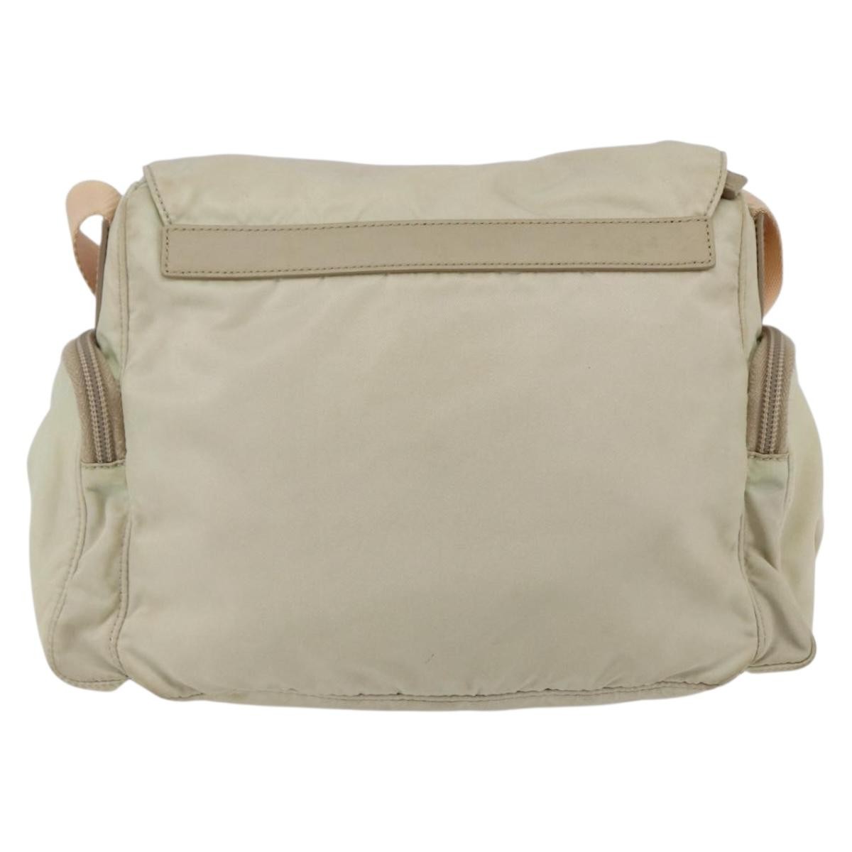 Prada Buckle Messenger Bag Tessuto Beige Nylon Shoulder Bag Bag