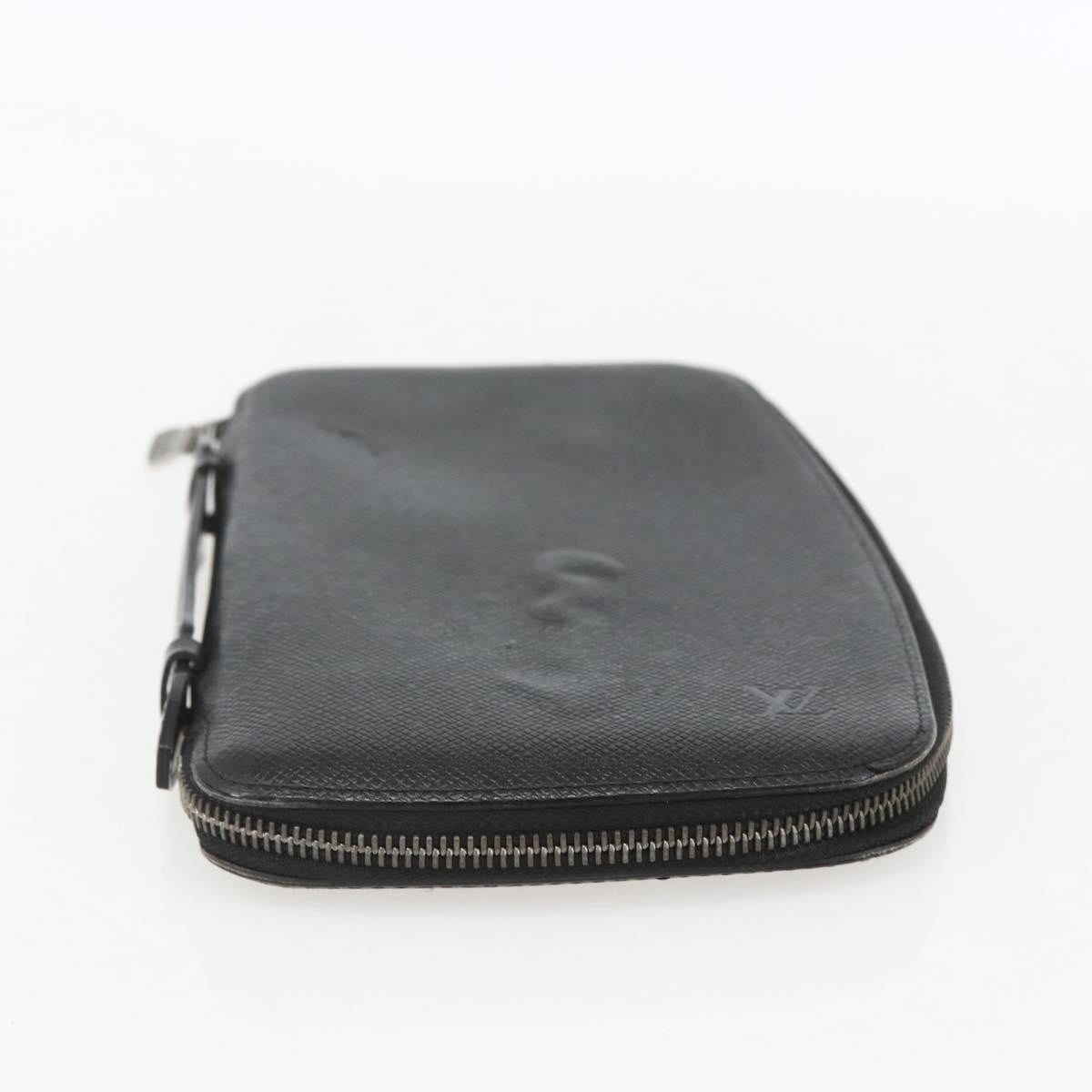 Louis Vuitton Atoll Organizer Wallet Taiga Leather Black Leather Clutche & Pouche Bag