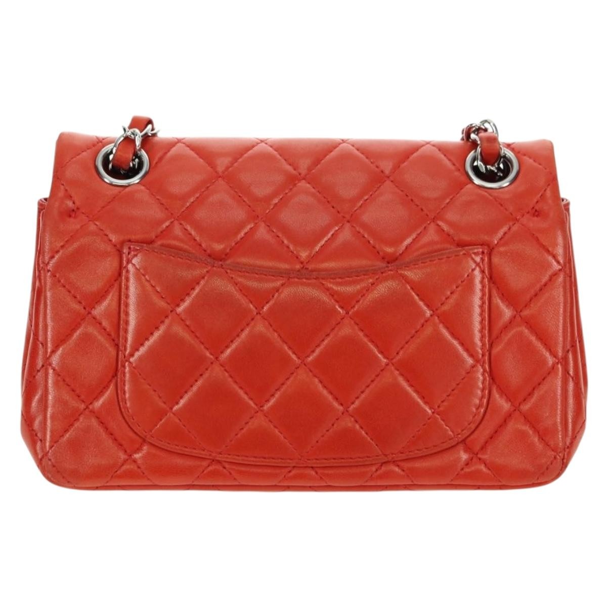 Chanel Flap Shoulder Bag Leather Red Leather Handbag