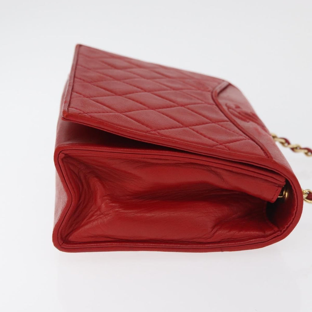 Chanel Vintage Cc Chain Full Flap Bag Quilted Leather Red Leather Shoulder Bag Bag