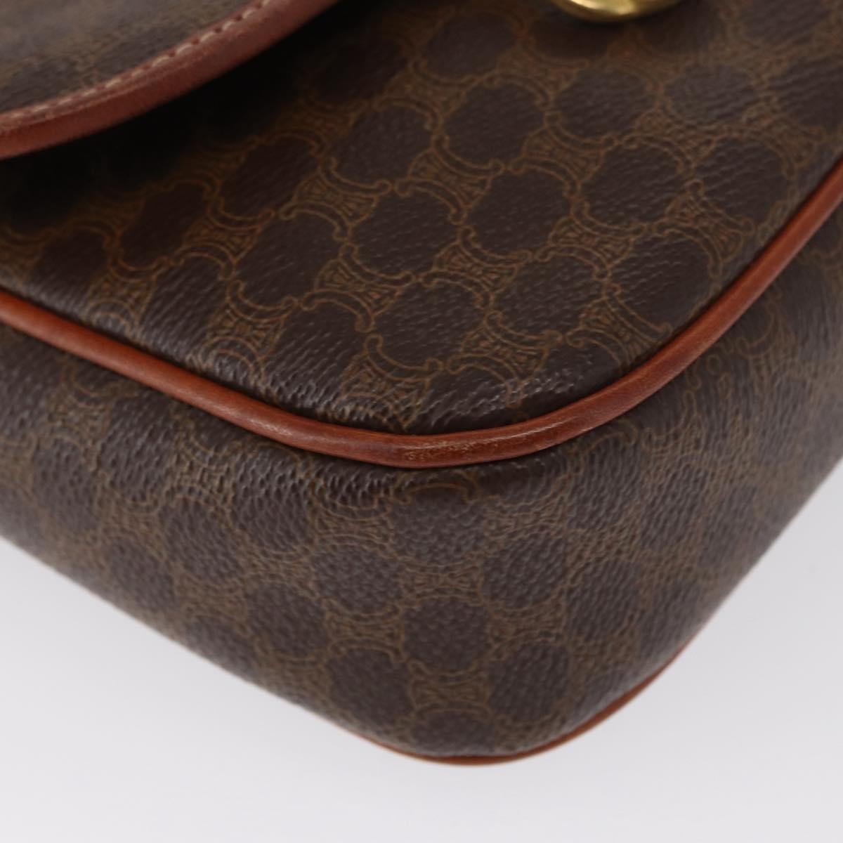 Celine Vintage Macadam Shoulder Bag Canvas And Leather Brown Canvas Shoulder Bag Bag
