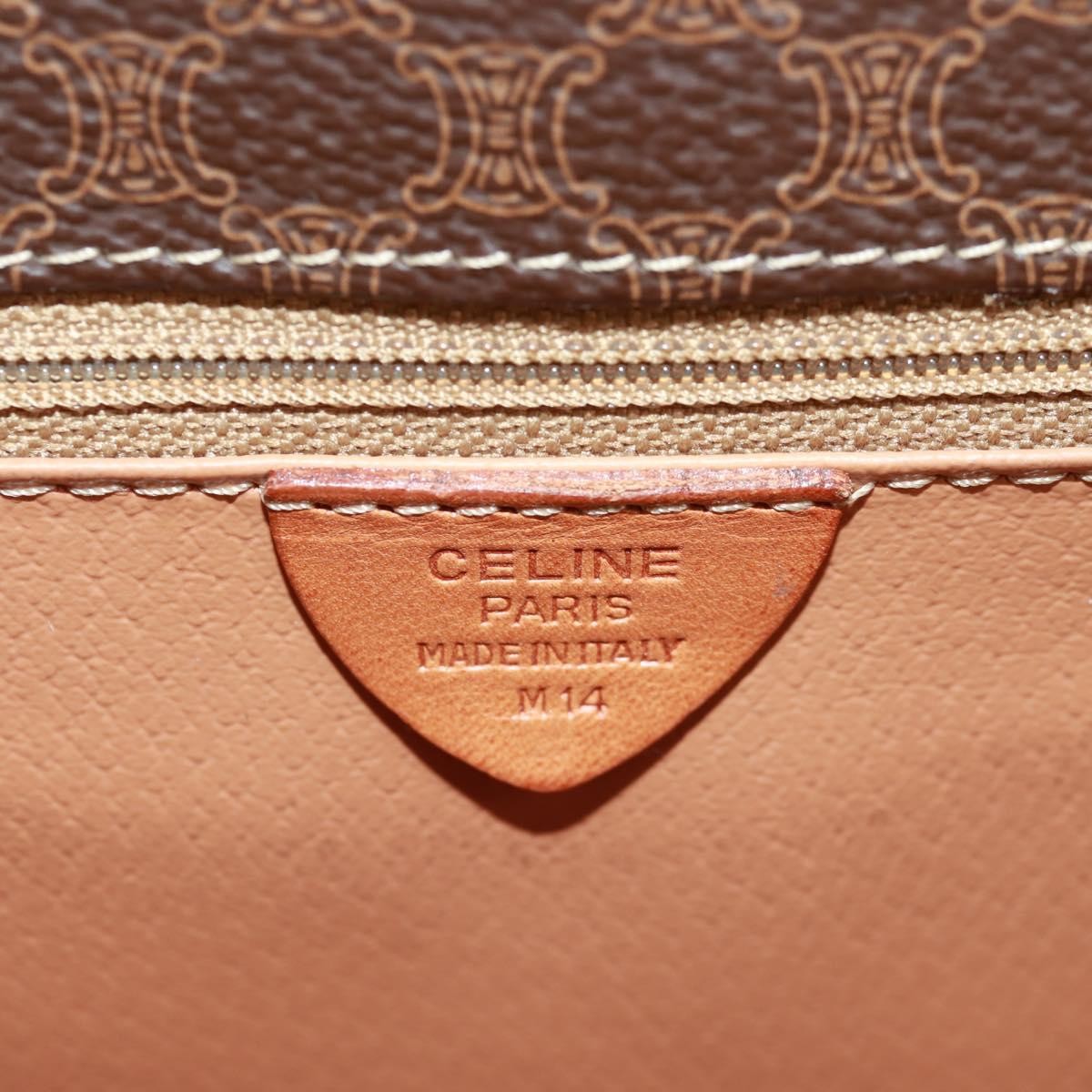 Celine Vintage Macadam Circle Logo Shoulder Bag Canvas And Leather Brown Canvas Shoulder Bag Bag