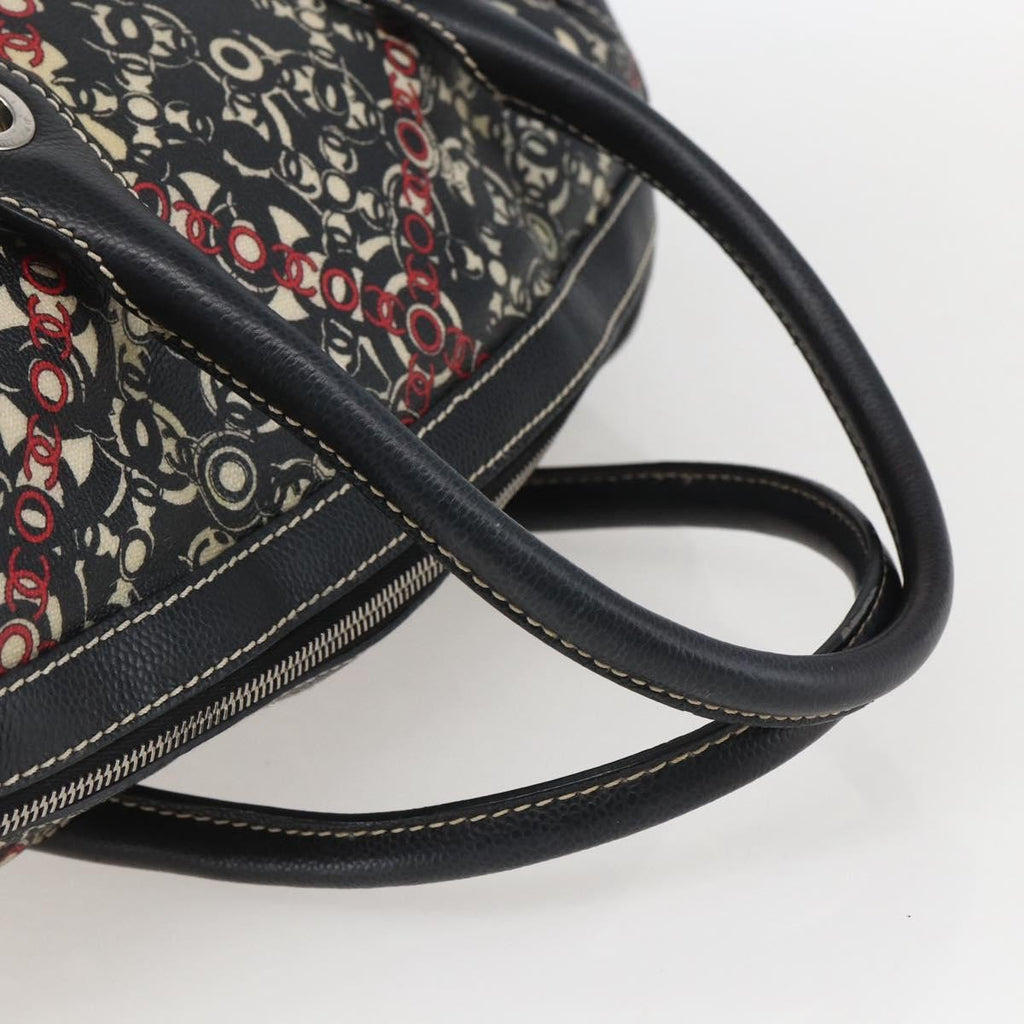 Chanel Optic Coco Bowler Bag Printed Coated Canvas With Caviar Black Pvc Travel Bag Bag